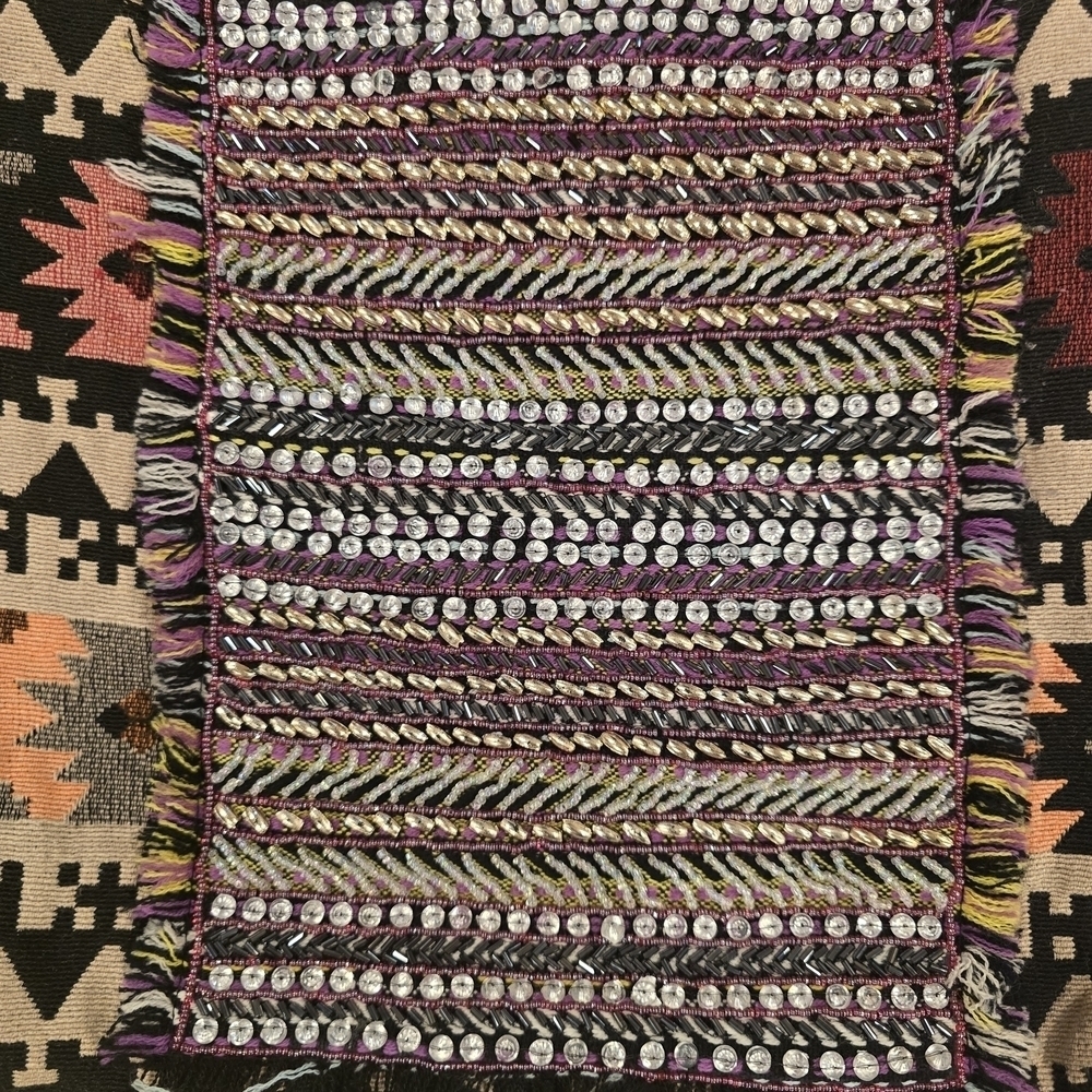 Coco + Carmen Crossbody Beaded Tribal Aztec Boho Adjustable Strap Multicolor. - Picture 4 of 15